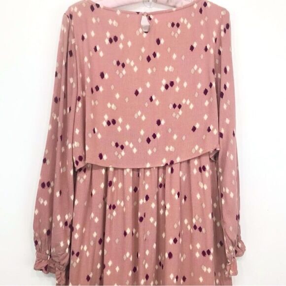 Orange Creek LA Gliks Mauve Pink Modest Diamond Print Long Sleeve Dress NEW - Picture 9 of 16